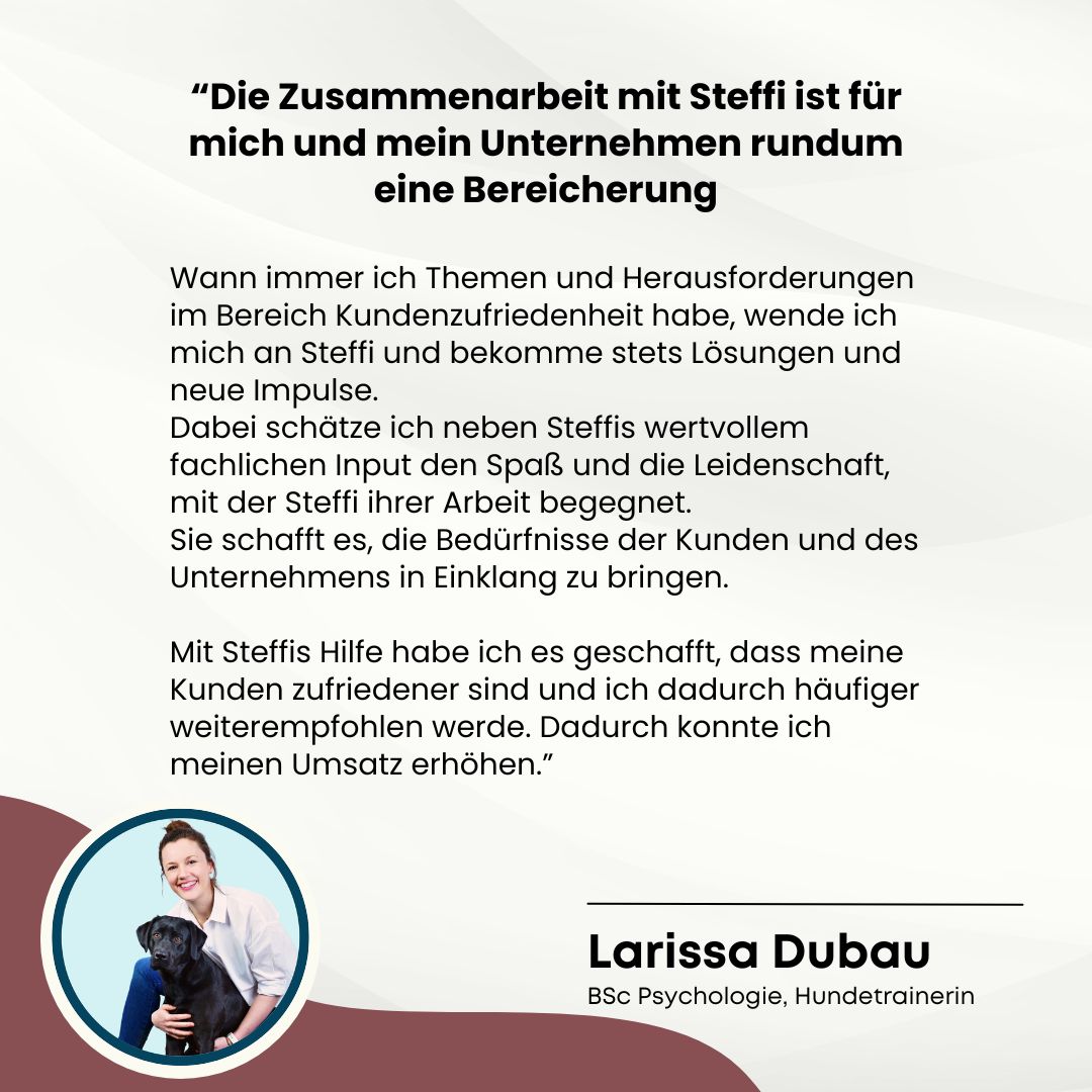 Testimonial Customer Happiness Academy, Larissa Dubau (2) Testimonial einer Kundin